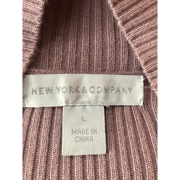 N Y & Co Women Colorblock Cowlneck Ribbed Knit L Sweater Preppy‎ Office Y2K Warm - Picture 6 of 8